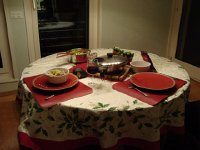 DSC06424  Our Christmas table (Thanks, Bri!)