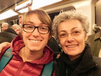 DSCN0595  Vivianne and Christine in the airport shuttle