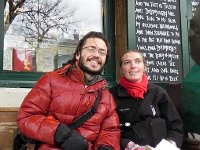 DSCN0720  Nikki and Austin taking a break in front of Shakespeare &#38; Co., a bookstore made famous (again) by Woody Allen