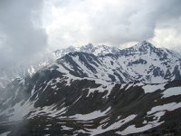 DSC06279  Panorama 2- our original goal was the rounded summit at the right via the ridge