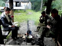 DSCN8349  the next morning Galia, Andrei and Oleg are still around the fire