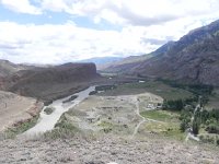 DSCN0008  Panorama 8: looking E up the Naryn River, over the arch site, with the &#34;red&#34;  mountain on the left