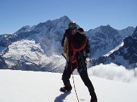 DSC06251  Ladat on top with the Weisshorn behind him