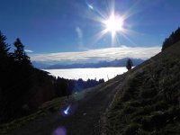 DSCN0010  Road down from La Plaignaz, a cabane that was just packed with people from below!