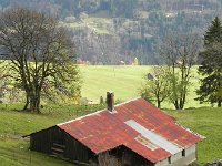 DSCN9941  We pick any easy route from Leysins towards le Fer passed a barn with a very rusty roof
