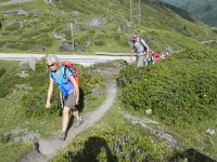 DSCN9166  Sarah and Leo as we leave the road on the south side of Nufenenpass