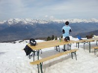 20140401 151136  A mid-afternoon snack above Thyons, looking across to Crans