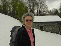 DSCN1299  Arriving at 1000m in the Tessin, we found a monochromatic landscape, except for Christine