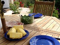 IMG 0475  Green beans from Montreux, not so for the pineapple!