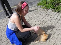 DSCN1431  In front of Claude Nobs house, we stopped to play with a local kitty