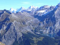 DSCN2530  Oeschinensee (lower right) with the Eiger, Mönch and Jungfrau (upper left)
