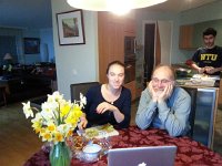 20150404 183838  We gathered around the laptop...