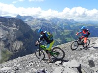 DSCN4430  We finally make it to the top and find mtn bikers coming up the blue-white path on the other side