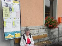DSCN4374  The route to Cabane de Plan Névé begins in Bex where Christine waits for the bus...