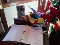 20160102 100641  More iconography - a record of books read, knitting bag, spiritual books