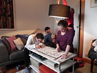 DSCN5736  The puzzle moves indoors and decoration proceeds