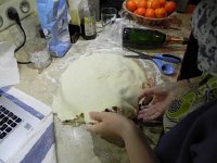 DSCN5910  Just a mound of apples with pastry rolled out with a champagne bottle