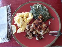 20150711 201036  Tonight&#39;s dinner fish, polenta, chard and mushrooms!