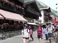 DSCN4127  Beautiful flowering baskets decorate the balconies of all the chalets on main street.
