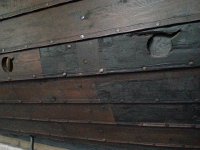 20150617 142226  Planks riveted together and oar holes