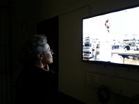 20150617 144026  Christine enthralled by a video about wood preservation