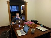 20151124 071353  24 Nov- Francis met us at Dulles and drove us to 61 Gallatin where we received Tag Demment and Suzy Glucksman for an unrecorded dinner. Next morning, Francis is the first up and at his computer.