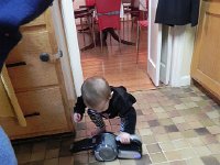 DSCN5465  Post dinner kitchen vacuuming