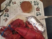 20150926 183656  Mom&#39;s lobster- I was nearly done with my steak by the time she finally had everything together to attach her lobster