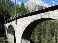 IMG 0124  Christine and Sarah moving down valley beneath the famous railroad