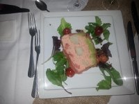 IMG 0353  the first course: salmon mousse with scallops and avocado