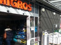 20160208 120603  Skis parked in the umbrella stand at the Mittelstrasse  Migros store