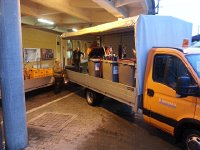 20160209 081442  9 Feb - the town loading kids&#39; skis by the garbage can up to Rochers de Naye