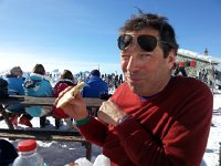 20160217 124753  17 Feb - David&#39;s extremely compressed sandwich at the Cabane de Bella Tola