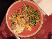 20160114 192549  14 Jan - pork chops, quinoa, green beans, squash and onions