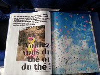 20160615 090758  On the plane back to Europe, an article about the Tea Horse Road with a photo purportedly from Shaxi!