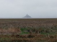 20160326 104828  Post Leclerc in Avranches, view across the bay to MSM from Gênets. Foregrounds - prés salés (salt marshes)