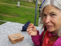 20170912 135137  leftover lasagna, almonds and tête de chocolat for Sarah