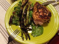 IMG 4299  GIANT chicken breasts and asparagus on the grill
