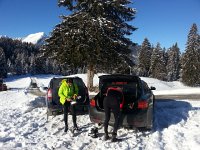 20170109 112201  9 Jan giving skate skiing a try with Bruno and Eva