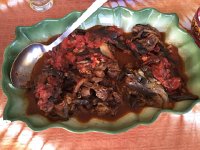 IMG 1559  eggplant, lamb and tomatoes