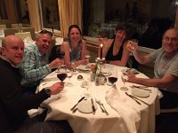 IMG 1775  Dining in Davos L to R, Vance, Jeff, Kim Faerthen, me.