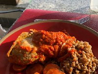 IMG 7129  Dinner on the balcony: pork chops, spelt, carrots and tarragon