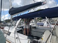 IMG 2701  Faerthen inspects the bimini