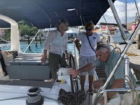 IMG 2705  the two skippers studying the engine panel