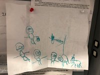 IMG 3714  Val&#39;s first drawing of her family! She&#39;s the one with the purse (Feb 7)