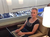 IMG 2324  waiting at the United Club in Newark for our flight back to Geneva