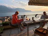 IMG 7904  dinner back on the balcony with Claire