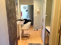 IMG 1999  kitchen with (alas) a new square island, sliding door over the pantry and chalkboard