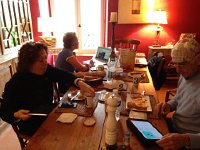 IMG 1730  all at work at the breakfast table