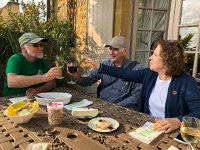 IMG 7359  toasting our reunion with Mark and Ana-Maria in Domme